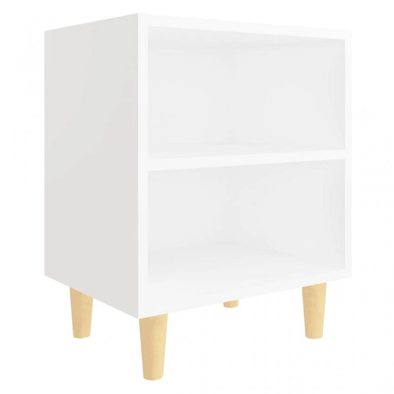 Comodino Con Gambe In Legno Massello Bianco 40x30x50 Cm 2 Comodino Con Gambe In Legno Massello Bianco 40x30x50 Cm - immagine 2