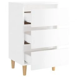 Comodino Con Gambe In Legno Massello Bianco Lucido 40x35x69 Cm -Garden Home comodino con gambe in legno massello bianco lucido 40x35x69 cm 4