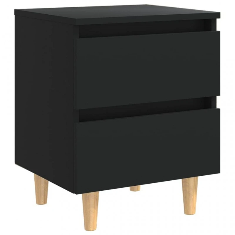 Comodino Con Gambe In Legno Massello Di Pino Nero 40x35x50cm 2 Comodino Con Gambe In Legno Massello Di Pino Nero 40x35x50cm - immagine 2
