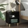 Comodino Con Gambe In Legno Massello Nero Lucido 40x35x50 Cm 14 Comodino Con Gambe In Legno Massello Nero Lucido 40x35x50 Cm -Garden Home comodino con gambe in legno massello nero lucido 40x35x50 cm