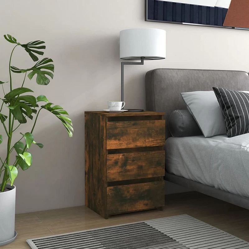 Comodino Rovere Fumo 40x35x62,5 Cm In Legno Multistrato 1 Comodino Rovere Fumo 40x35x62,5 Cm In Legno Multistrato