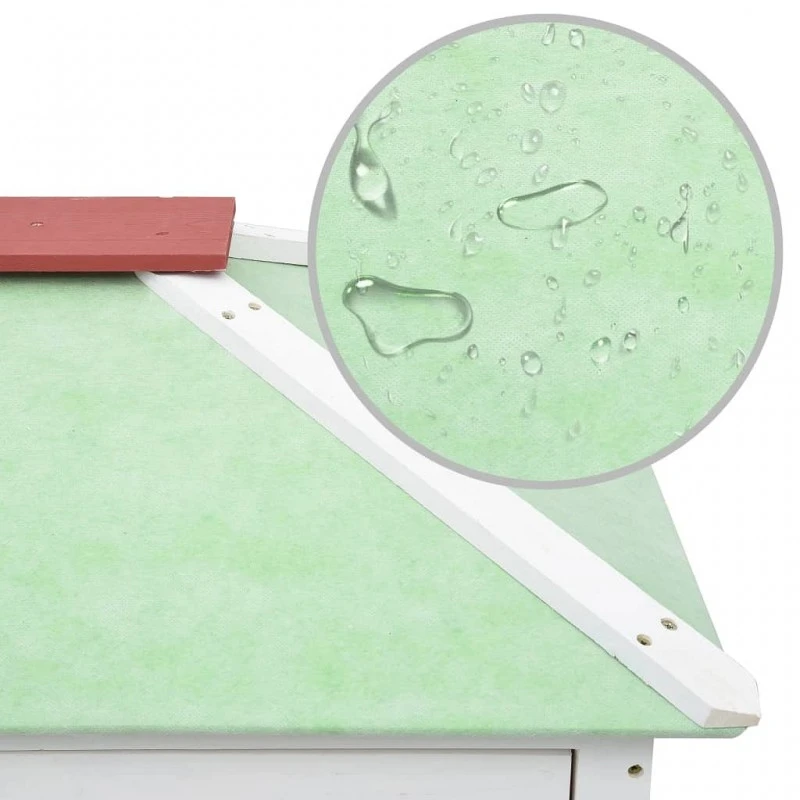 Conigliera A Due Piani Rossa In Legno 6 Conigliera A Due Piani Rossa In Legno - immagine 6