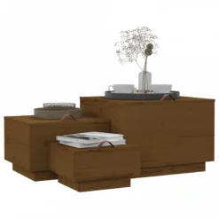 Contenitori Portaoggetti Coperchi 3pz Miele Legno Massello Pino -Garden Home contenitori portaoggetti coperchi 3pz miele legno massello pino 3