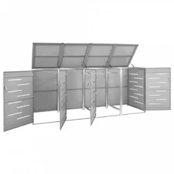 Copri Bidoni Pattume Quadruplo 276,5x77,5x115,5cm Acciaio Inox -Garden Home copri bidoni pattume quadruplo 2765x775x1155cm acciaio inox 2
