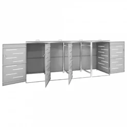 Copri Bidoni Pattume Quadruplo 276,5x77,5x115,5cm Acciaio Inox -Garden Home copri bidoni pattume quadruplo 2765x775x1155cm acciaio inox 3