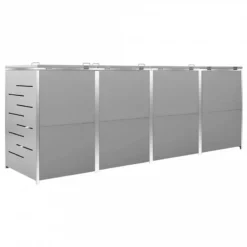Copri Bidoni Pattume Quadruplo 276,5x77,5x115,5cm Acciaio Inox -Garden Home copri bidoni pattume quadruplo 2765x775x1155cm acciaio inox 6