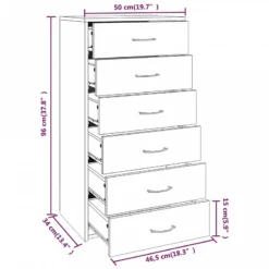 Credenza 6 Cassetti Grigio Sonoma 50x34x96 Cm Legno Multistrato 15 Credenza 6 Cassetti Grigio Sonoma 50x34x96 Cm Legno Multistrato -Garden Home credenza 6 cassetti grigio sonoma 50x34x96 cm legno multistrato 7