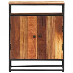 Credenza 60x35x76 Cm In Legno Massello Di Recupero E Acciaio -Garden Home credenza 60x35x76 cm in legno massello di recupero e acciaio 2