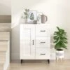 Credenza 69,5x34x90 Cm In Legno Multistrato Bianco Lucido -Garden Home credenza 695x34x90 cm in legno multistrato bianco lucido