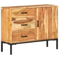 Credenza 88x30x73 Cm In Legno Massello Di Acacia