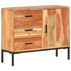Credenza 88x30x73 Cm In Legno Massello Di Acacia -Garden Home credenza 88x30x73 cm in legno massello di acacia 8