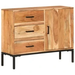 Credenza 88x30x73 Cm In Legno Massello Di Acacia -Garden Home credenza 88x30x73 cm in legno massello di acacia 9