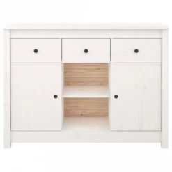 Credenza Bianca 100x35x74,5 Cm In Legno Massello Di Pino -Garden Home credenza bianca 100x35x745 cm in legno massello di pino 5