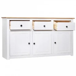 Credenza Bianca 135x40x80 Cm In Legno Massello Di Pino Panama 12 Credenza Bianca 135x40x80 Cm In Legno Massello Di Pino Panama -Garden Home credenza bianca 135x40x80 cm in legno massello di pino panama 2