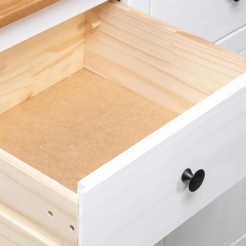 Credenza Bianca 135x40x80 Cm In Legno Massello Di Pino Panama 9 Credenza Bianca 135x40x80 Cm In Legno Massello Di Pino Panama - immagine 9