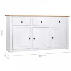 Credenza Bianca 135x40x80 Cm In Legno Massello Di Pino Panama 19 Credenza Bianca 135x40x80 Cm In Legno Massello Di Pino Panama -Garden Home credenza bianca 135x40x80 cm in legno massello di pino panama 9