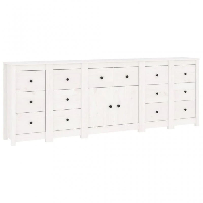 Credenza Bianca 230x35x80 Cm In Legno Massello Di Pino 2 Credenza Bianca 230x35x80 Cm In Legno Massello Di Pino - immagine 2