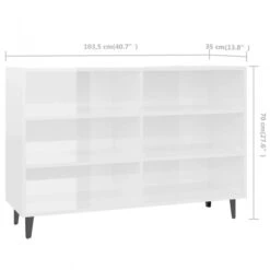 Credenza Bianco Lucido 103,5x35x70 Cm In Truciolato -Garden Home credenza bianco lucido 1035x35x70 cm in truciolato 4