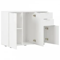 Credenza Bianco Lucido 107x35x80,5 Cm 11 Credenza Bianco Lucido 107x35x80,5 Cm -Garden Home credenza bianco lucido 107x35x76 cm 3