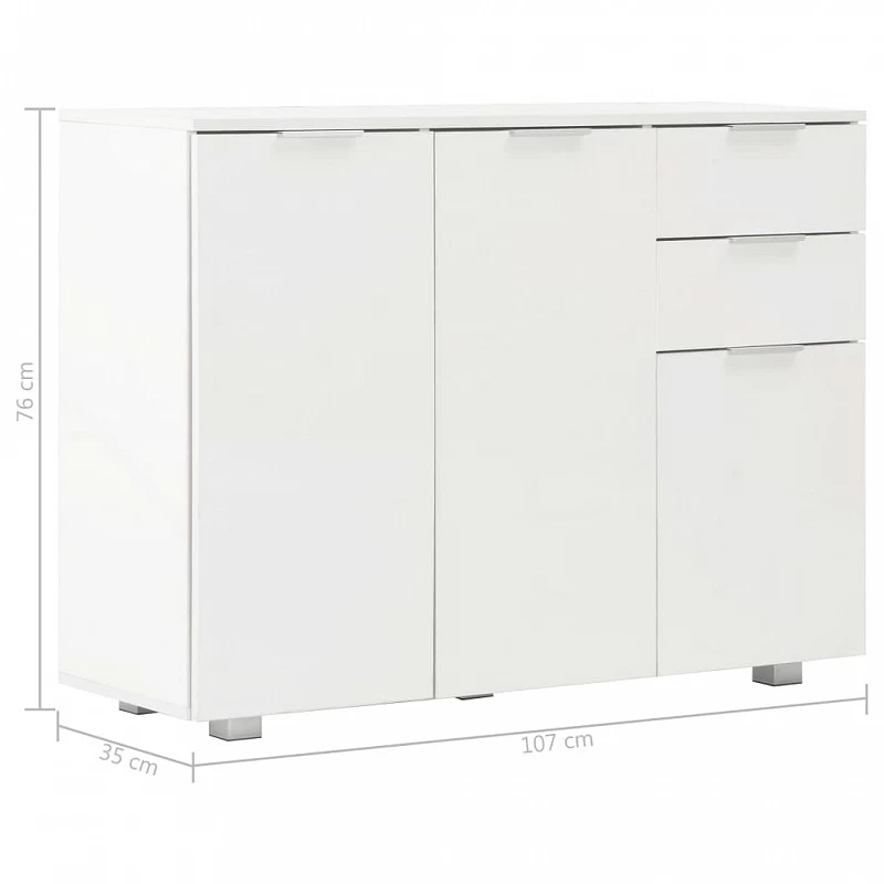 Credenza Bianco Lucido 107x35x80,5 Cm 8 Credenza Bianco Lucido 107x35x80,5 Cm - immagine 8