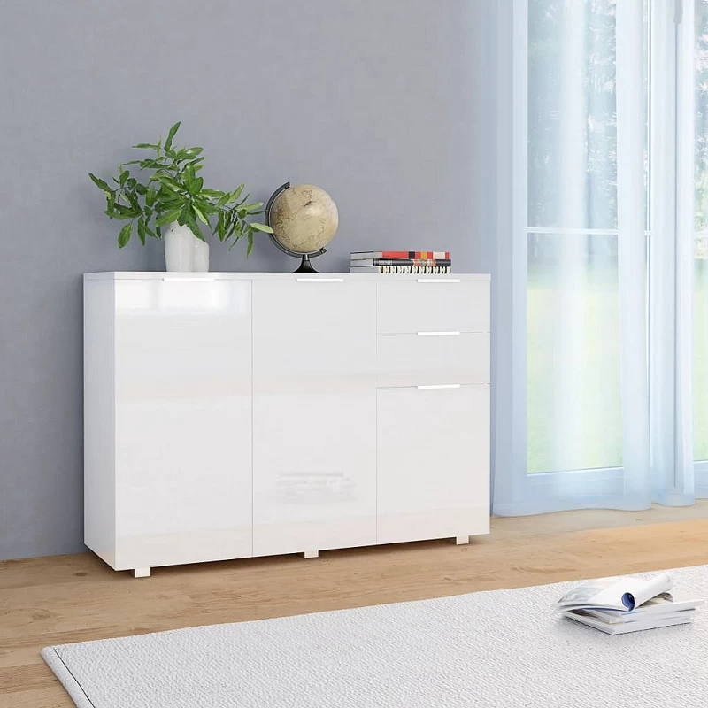 Credenza Bianco Lucido 107x35x80,5 Cm 1 Credenza Bianco Lucido 107x35x80,5 Cm