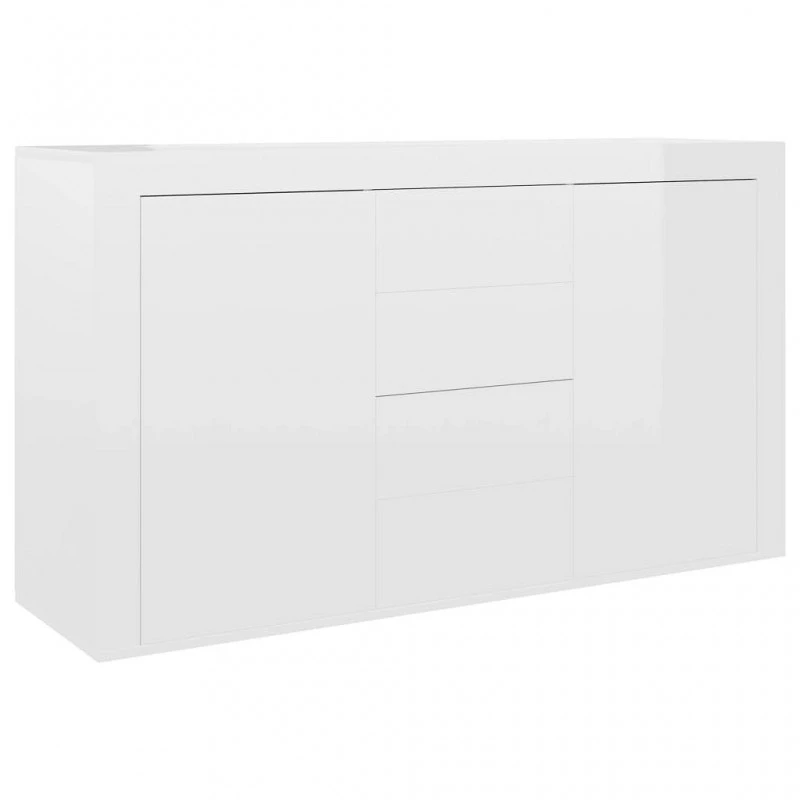 Credenza Bianco Lucido 120x36x69 Cm In Truciolato 2 Credenza Bianco Lucido 120x36x69 Cm In Truciolato - immagine 2
