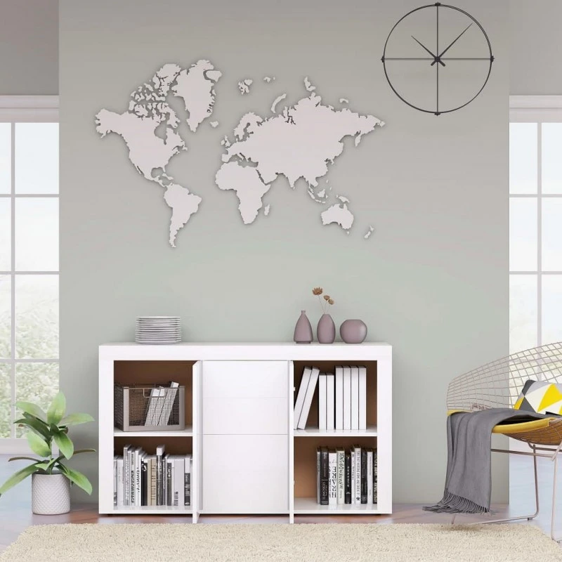 Credenza Bianco Lucido 120x36x69 Cm In Truciolato 3 Credenza Bianco Lucido 120x36x69 Cm In Truciolato - immagine 3