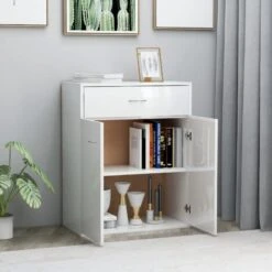 Credenza Bianco Lucido 60x30x75 Cm In Truciolato -Garden Home credenza bianco lucido 60x30x75 cm in truciolato 2
