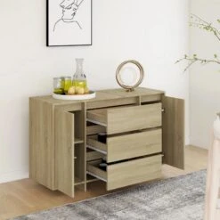 Credenza Con 3 Cassetti Rovere Sonoma 120x41x75cm In Truciolato -Garden Home credenza con 3 cassetti rovere sonoma 120x41x75cm in truciolato 3