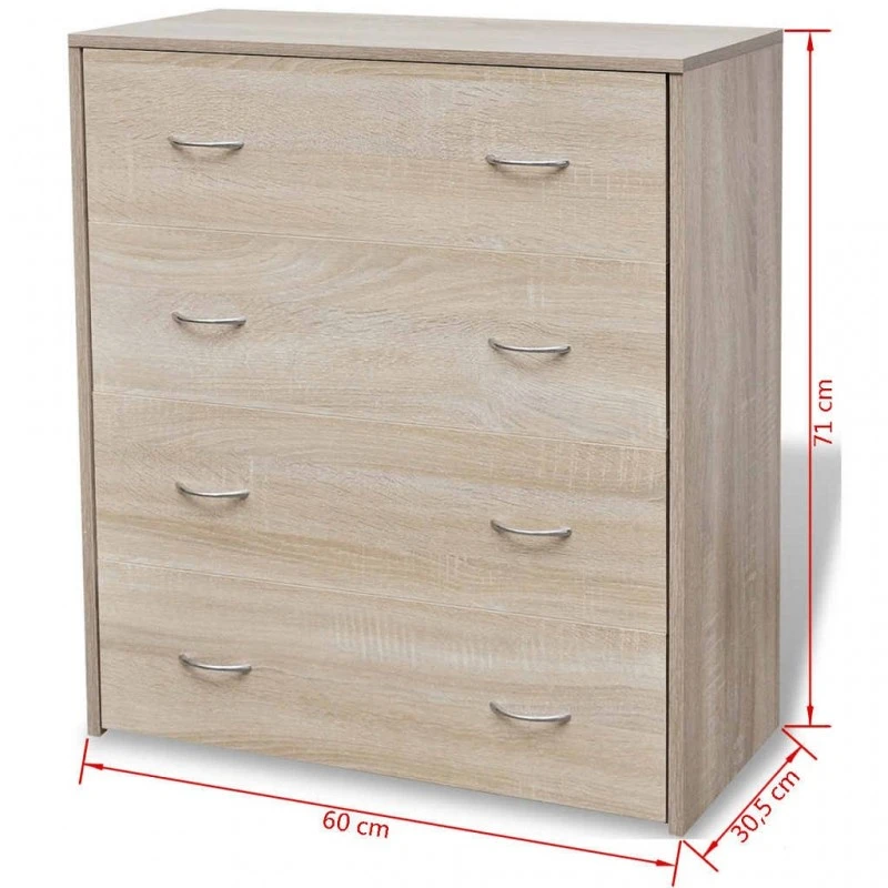 Credenza Con 4 Cassetti 60x30,5x71 Cm Colore Rovere 6 Credenza Con 4 Cassetti 60x30,5x71 Cm Colore Rovere - immagine 6