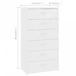Credenza Con 6 Cassetti Bianca 50x34x96 Cm In Legno Multistrato -Garden Home credenza con 6 cassetti bianca 50x34x96 cm in legno multistrato 5