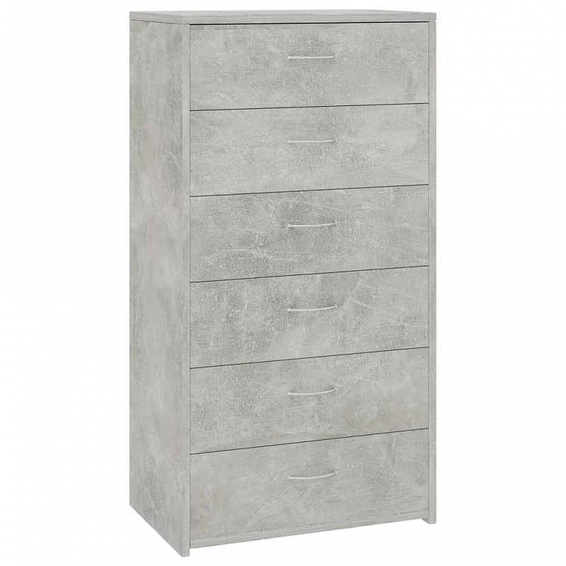 Credenza Con 6 Cassetti Grigio Cemento 50x34x96cm In Truciolato 2 Credenza Con 6 Cassetti Grigio Cemento 50x34x96cm In Truciolato - immagine 2