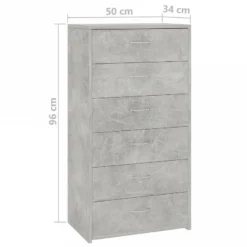 Credenza Con 6 Cassetti Grigio Cemento 50x34x96cm In Truciolato 11 Credenza Con 6 Cassetti Grigio Cemento 50x34x96cm In Truciolato -Garden Home credenza con 6 cassetti grigio cemento 50x34x96cm in truciolato 5