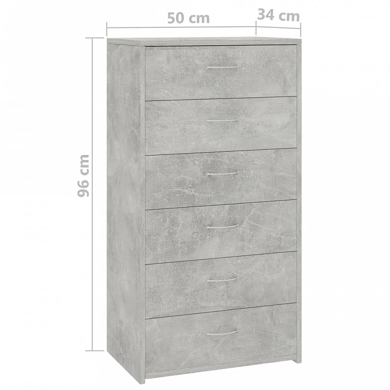 Credenza Con 6 Cassetti Grigio Cemento 50x34x96cm In Truciolato 6 Credenza Con 6 Cassetti Grigio Cemento 50x34x96cm In Truciolato - immagine 6