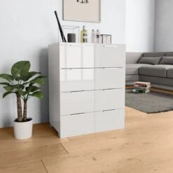Credenza Con Finitura Lucida Bianca 60x35x80 Cm In Truciolato