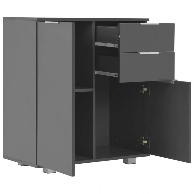 Credenza Con Finitura Lucida Grigia 71x35x80 Cm In Truciolato 4 Credenza Con Finitura Lucida Grigia 71x35x80 Cm In Truciolato - immagine 4