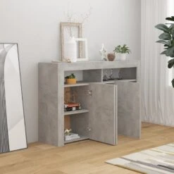Credenza Con Luci LED Grigio Cemento 115,5x30x75 Cm -Garden Home credenza con luci led grigio cemento 1155x30x75 cm 2