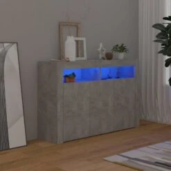 Credenza Con Luci LED Grigio Cemento 115,5x30x75 Cm