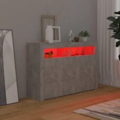 Credenza Con Luci LED Grigio Cemento 115,5x30x75 Cm -Garden Home credenza con luci led grigio cemento 1155x30x75 cm 4