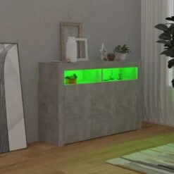 Credenza Con Luci LED Grigio Cemento 115,5x30x75 Cm -Garden Home credenza con luci led grigio cemento 1155x30x75 cm 5
