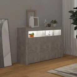 Credenza Con Luci LED Grigio Cemento 115,5x30x75 Cm -Garden Home credenza con luci led grigio cemento 1155x30x75 cm 6
