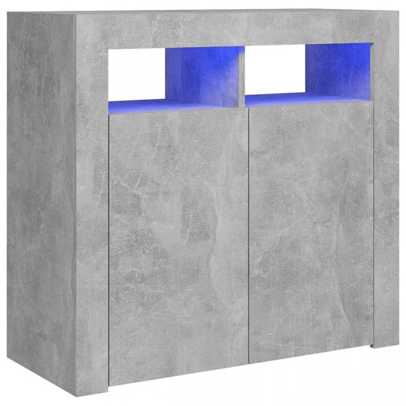 Credenza Con Luci LED Grigio Cemento 80x35x75 Cm 2 Credenza Con Luci LED Grigio Cemento 80x35x75 Cm - immagine 2