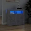 Credenza Con Luci LED Grigio Cemento 80x35x75 Cm -Garden Home credenza con luci led grigio cemento 80x35x75 cm