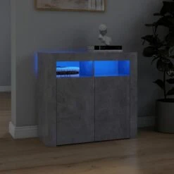 Credenza Con Luci LED Grigio Cemento 80x35x75 Cm
