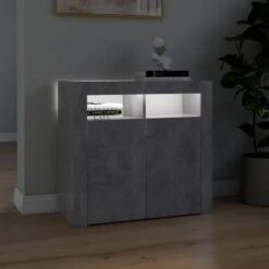 Credenza Con Luci LED Grigio Cemento 80x35x75 Cm 14 Credenza Con Luci LED Grigio Cemento 80x35x75 Cm -Garden Home credenza con luci led grigio cemento 80x35x75 cm 4