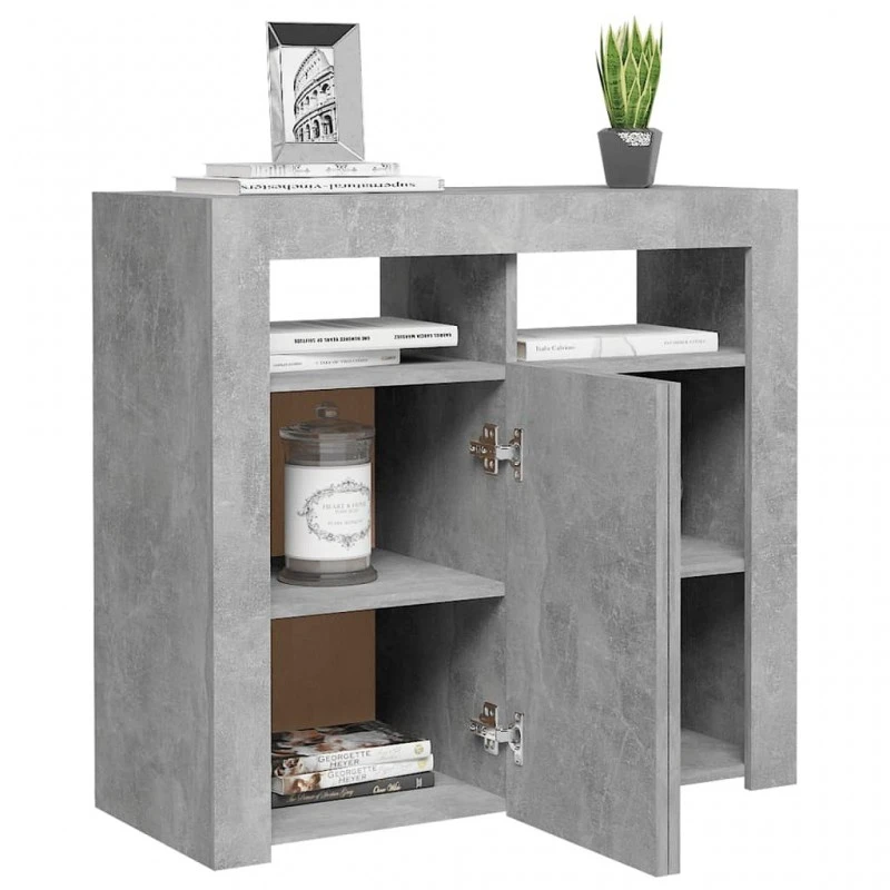 Credenza Con Luci LED Grigio Cemento 80x35x75 Cm 6 Credenza Con Luci LED Grigio Cemento 80x35x75 Cm - immagine 6