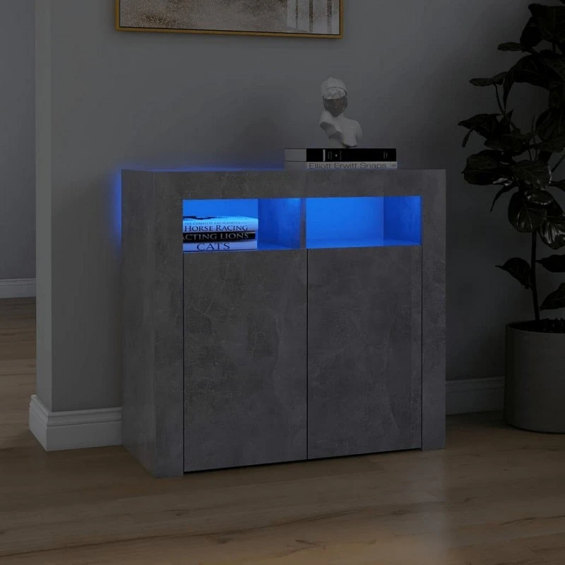 Credenza Con Luci LED Grigio Cemento 80x35x75 Cm 1 Credenza Con Luci LED Grigio Cemento 80x35x75 Cm
