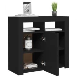 Credenza Con Luci LED Nera 80x35x75 Cm -Garden Home credenza con luci led nera 80x35x75 cm 5