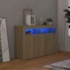 Credenza Con Luci LED Rovere Sonoma 115,5x30x75 Cm
