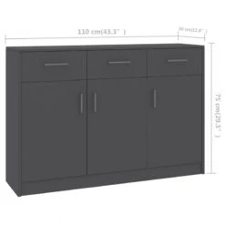 Credenza Grigia 110x30x75 Cm In Truciolato -Garden Home credenza grigia 110x30x75 cm in truciolato 5